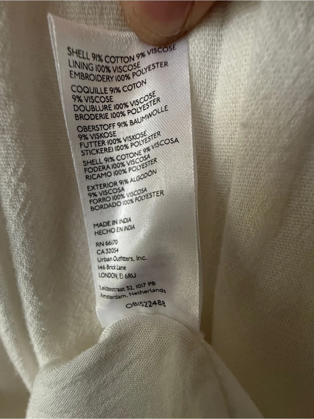 Urban Outfitters White Dress with Blue Embroidered Accents